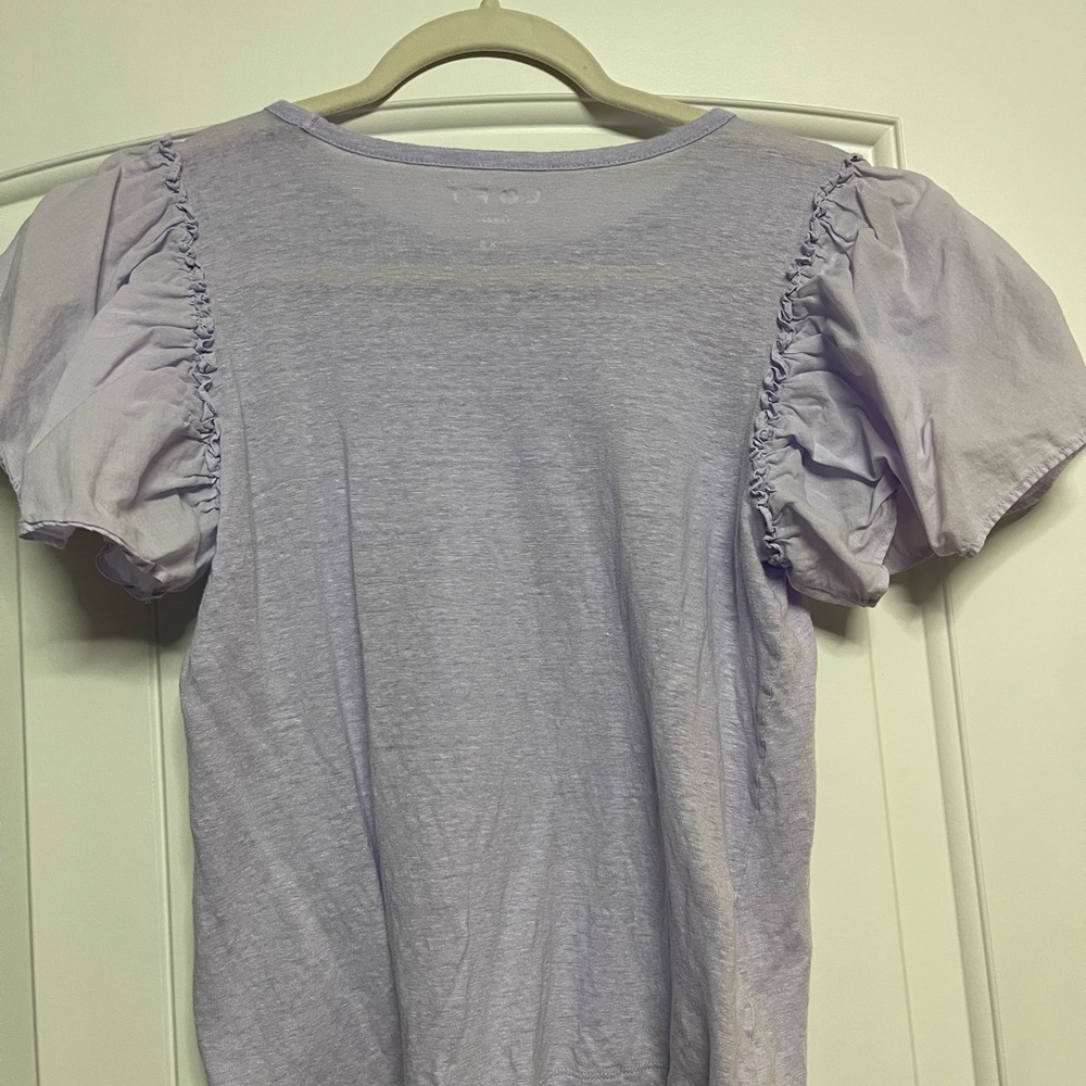 LOFT Light Purple Ruffle Sleeve Linen Tee - Picture 2 of 3